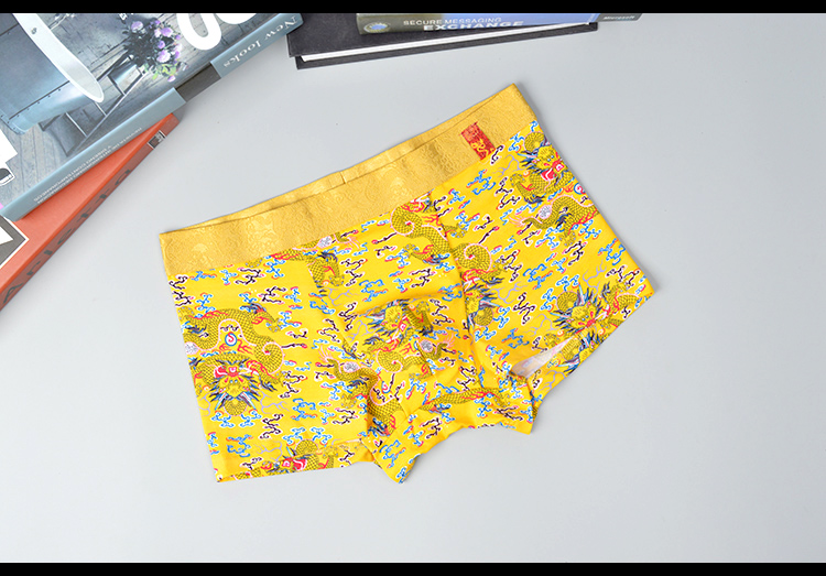 Vàng Trung Quốc Rồng Caber Carberi Cặp đôi Đồ lót Modal Cotton Men Boxer Nữ Tam giác 3973 5973 do lot nu