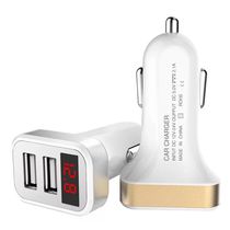 Double USB digital display car charger with LCD display voltage 12V24V car mobile phone charger car usb charger