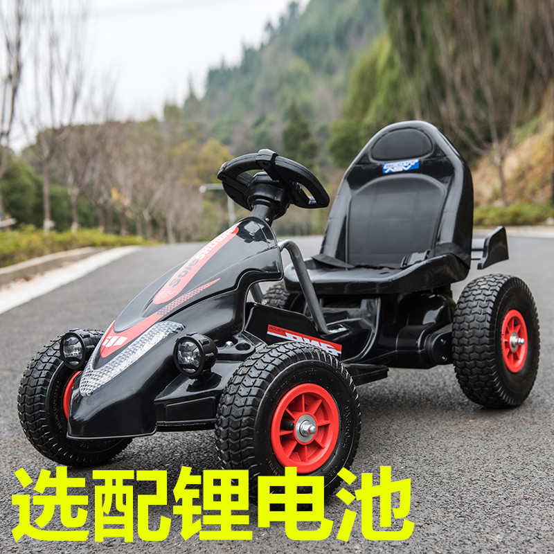 Children's electric car Four wheels Cardiner double-drive baby carrier can sit male and female remote control toy inflatable tire beach car