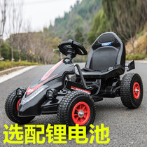 Childrens electric car Four wheels Cardiner double-drive baby carrier can sit male and female remote control toy inflatable wheel beach car