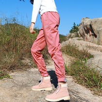  Outdoor new womens sports solid color foot windproof breathable warm mountaineering hiking fitness soft shell pants fleece stormtrooper pants