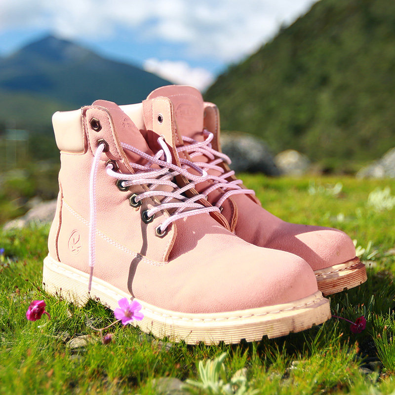 Male And Female Couples Sports Outdoor Casual Shoes High Cylinder Thick Bottom Pink Apricot Pink Fashion Mountaineering Inglén Wind Martin Boots Shoes