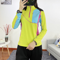  Schumillers new outdoor new womens long-sleeved T-shirt Korean version of the color stand-up collar design morning running cycling self-driving tour