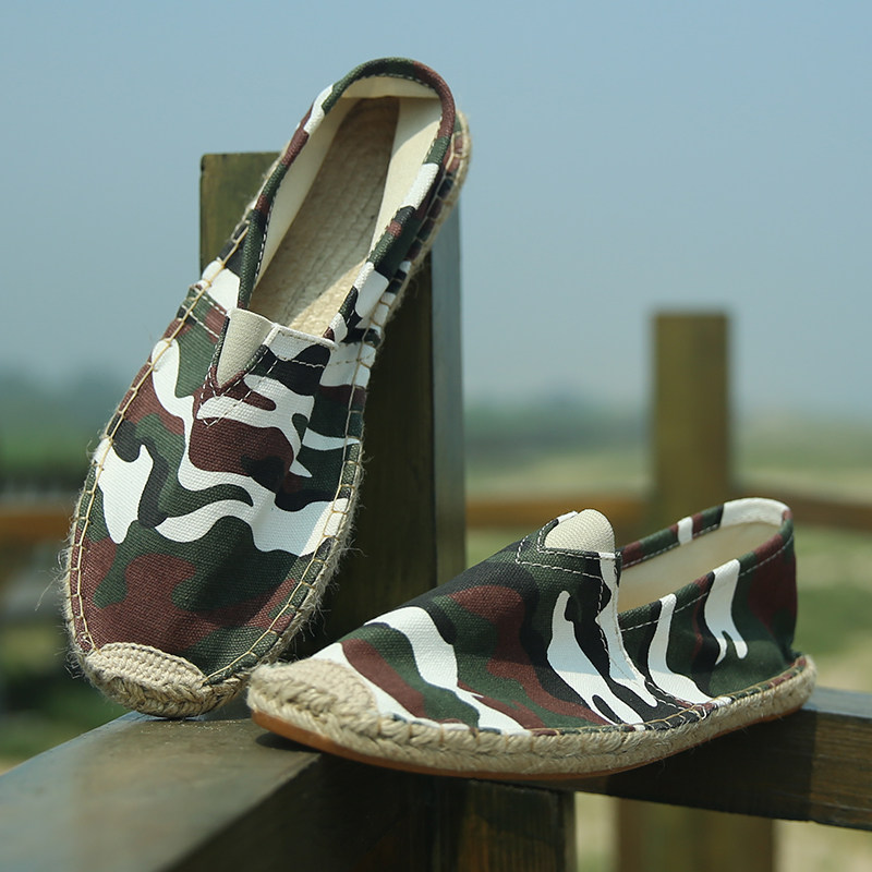 Outdoor new men's cotton linen retro casual shoes breathable sweat absorption deodorant walking tourist lazy cloth shoes fisherman shoes