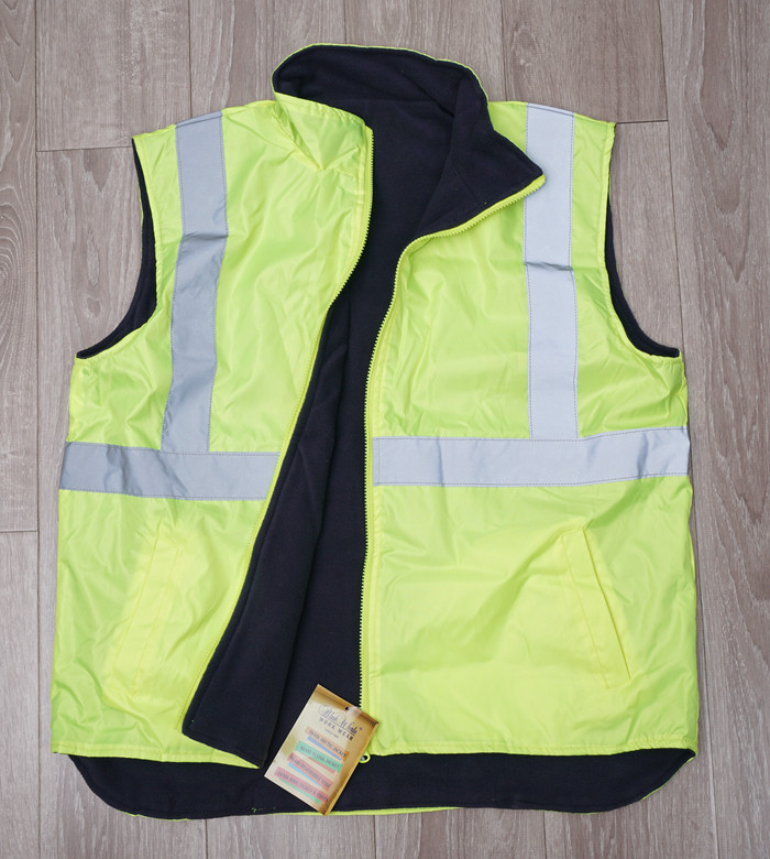 Two sides wear foreign trade autumn and winter men's safety clothing Reflective Vest Windproof waterproof locomotive ride waistcoat plus velvet