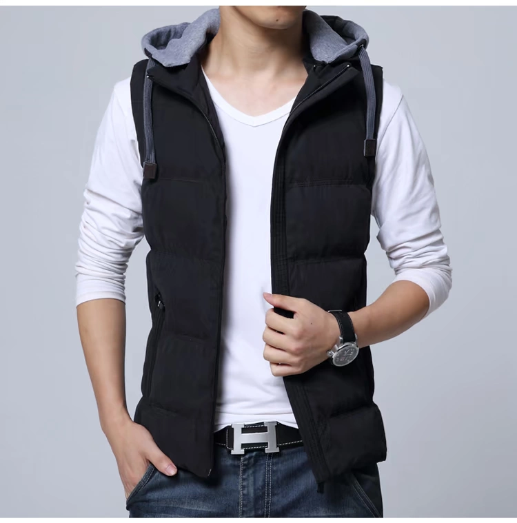 Mùa xuân của Nam Giới Trùm Đầu Bông Áo Khoác Không Tay Vest Bông Slim Slim Tank Top Casual Thanh Niên Vest Triều Áo Khoác áo thun nam