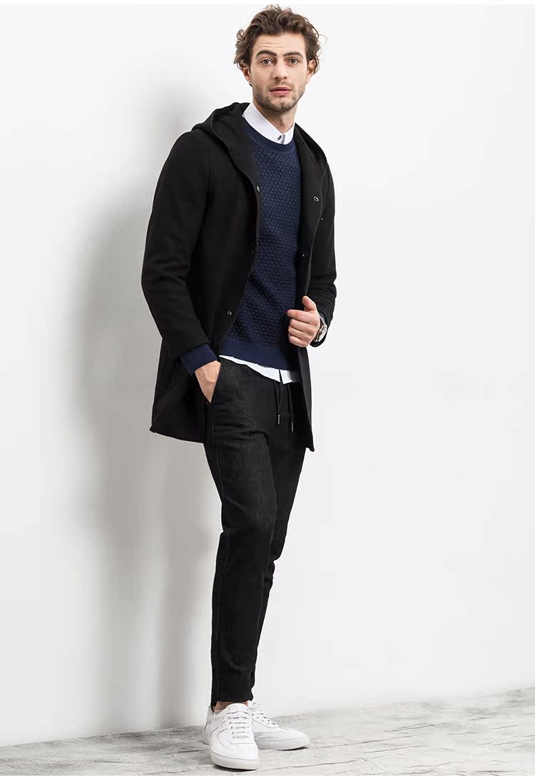 Mùa đông 2018 mới ấm dày jacquard kinh doanh nam cổ tròn áo len cổ áo len tinh khiết DAZ502 áo len gile