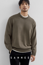 Casual 100 lap Xinjiang long suede cotton thick needle weaving autumn loose and lazy men round neck sweater DAZ667