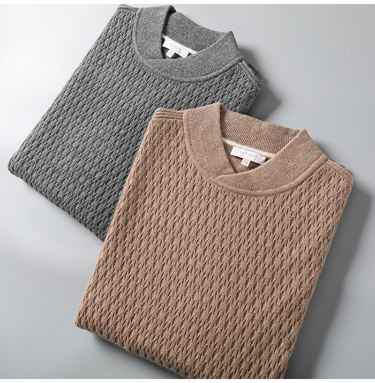 Người đàn ông Ý tinh khiết cashmere sợi jacquard thủ công màu xanh lá cây trái cây cổ áo người đàn ông áo len cashmere áo len daz366