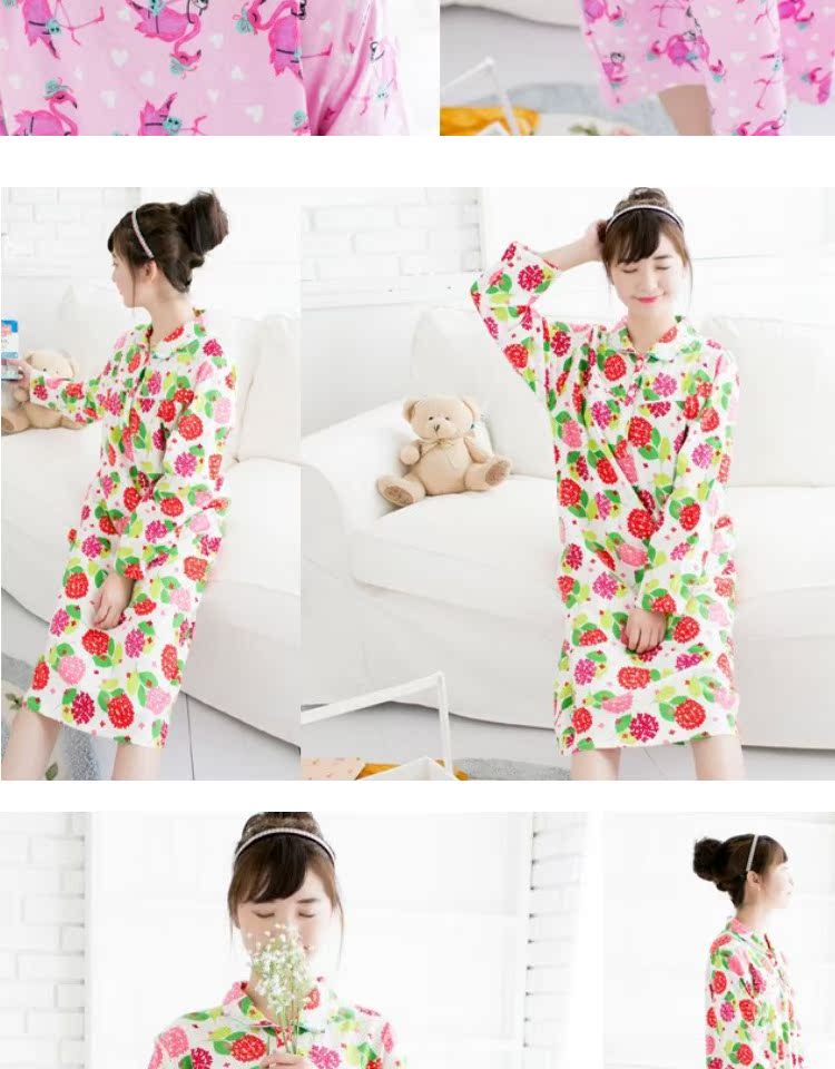 2 mảnh của mùa xuân và mùa thu của phụ nữ cotton đêm cotton dài tay được xay bằng vải sang trọng in váy trong váy dễ thương váy xuông phong cách