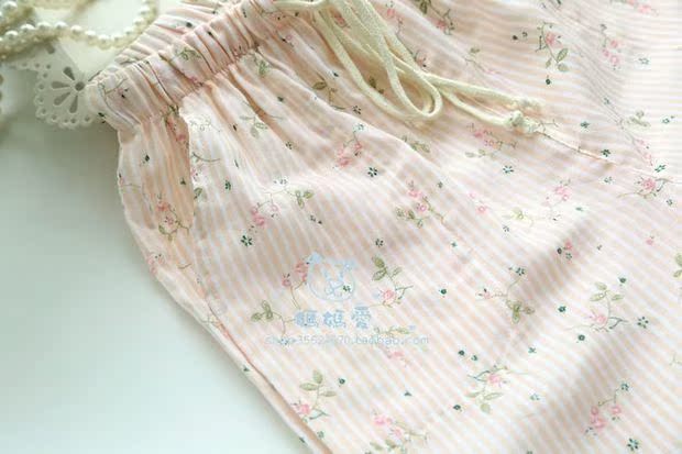 2 phụ nữ mùa hè cotton đôi gạc quần ngủ quần nhà nhà quần giản dị bánh mỏng hoa quần thun nam