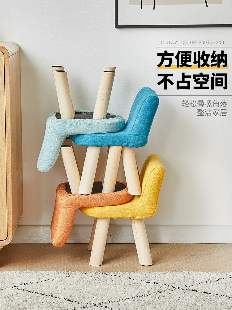 Small stool backrest soft seat chair Adults sit next to a household coffee table with a backrest to wash clothes 40cm high and strong