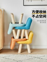 Small stool backrest soft seat chair adult sitting with backrests home tea table next to washing clothes 40cm tall and sturdy