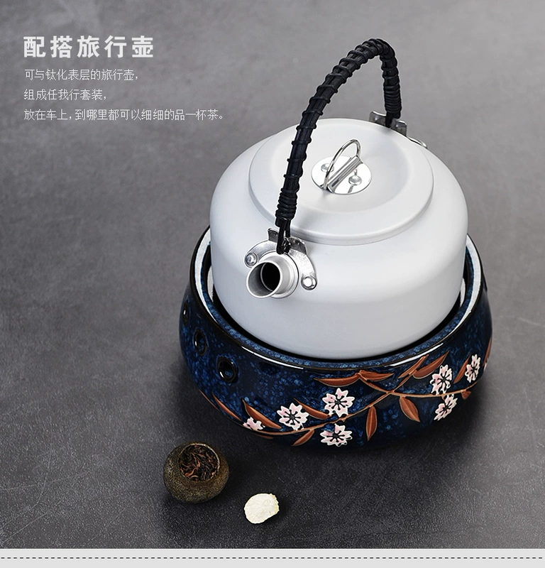 Đài Loan Yingge Town Rùa Bird Burning Sakura Season Electric Tea Tea Lò gốm Electric Cast Cast Pot Pot Pot Pot Pot Mini