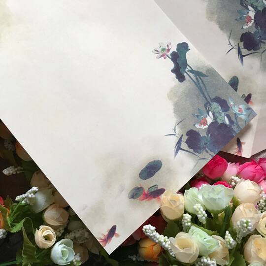 Birdsong Stream Letter Paper 16-Page Beautiful Chinese Style Ancient Style Letter Paper Exquisite Landscape and Floral Letter Paper 100 Sheets