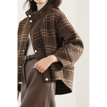 CATHYLADI double-sided check coat wool coat wool coat vintage modern top fashionable silhouette short coat women