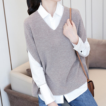CATHYLADI knit vest 2020 Spring and Autumn new one-piece sleeve top design feel wool blouse set