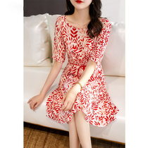 CATHYLADI silk lace dress ins elegant and generous Medium-length dress can salt sweet mulberry silk tea break skirt