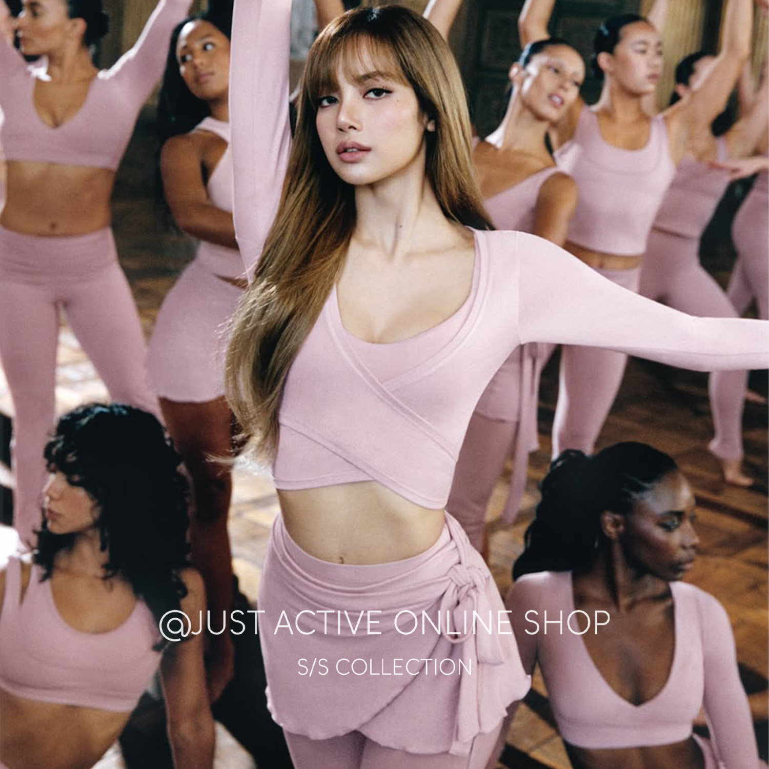 Lisa's Skim Yoga Cover-up with Front Cross-Strap Lace-Up Ballet Style Long-Sleeved Skirt Set