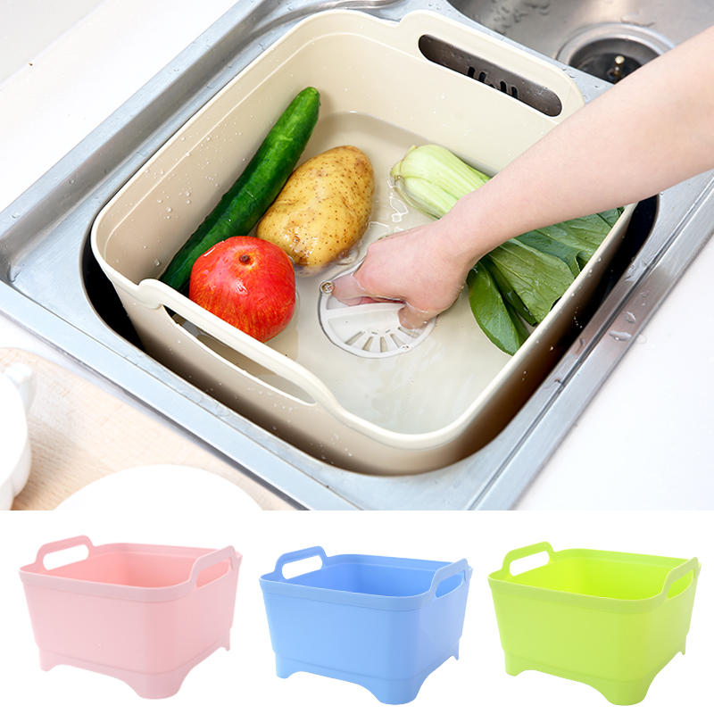 Removable Plastic Sink Kitchen Wash Vegetable Basket Dish Drain Basket Household Wash Fruit Shelve Vegetable Containing Basket