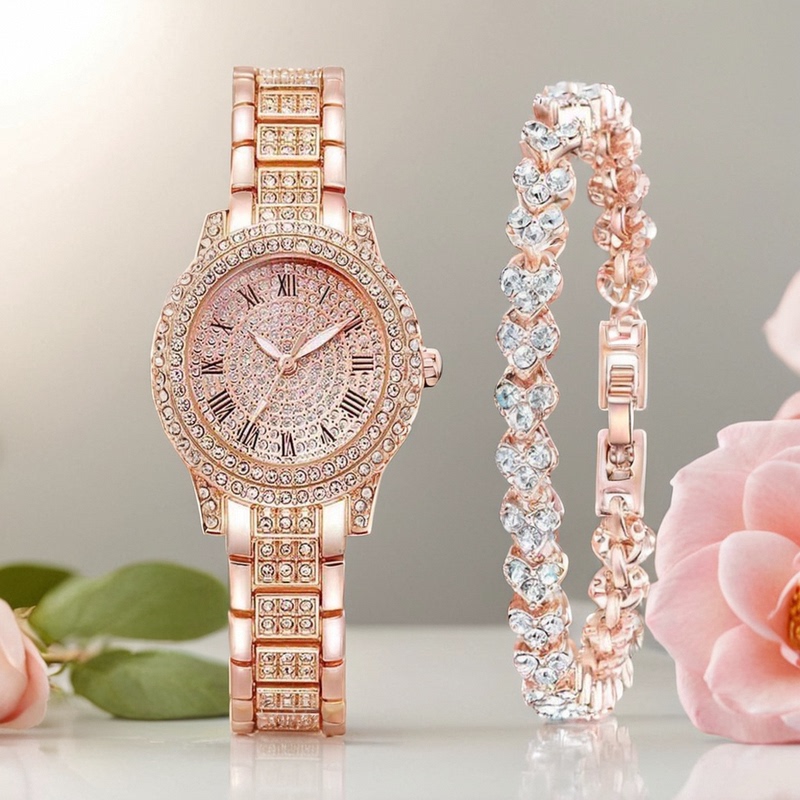Full Diamond Watch for Women, Light Luxury, Niche, High-End Feel, Women's Steel Band Quartz Watch Bracelet Wristwatch Women