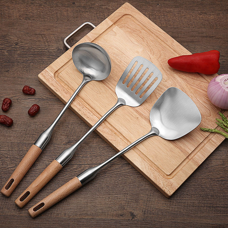 Japan household stainless steel shovel thick304 anti - hot shovel shovel shovel three - piece set