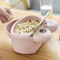 Cartoon double-layer melon seed fruit plate bed lazy man chasing drama can put mobile phone holder snack melon seed trash can box