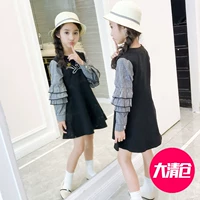 Váy bé gái mùa xuân và mùa thu quần áo trẻ em nữ lớn trẻ em dài tay khâu váy 2018 mới ngoại ngoại váy trẻ em Hàn Quốc quần áo trẻ em