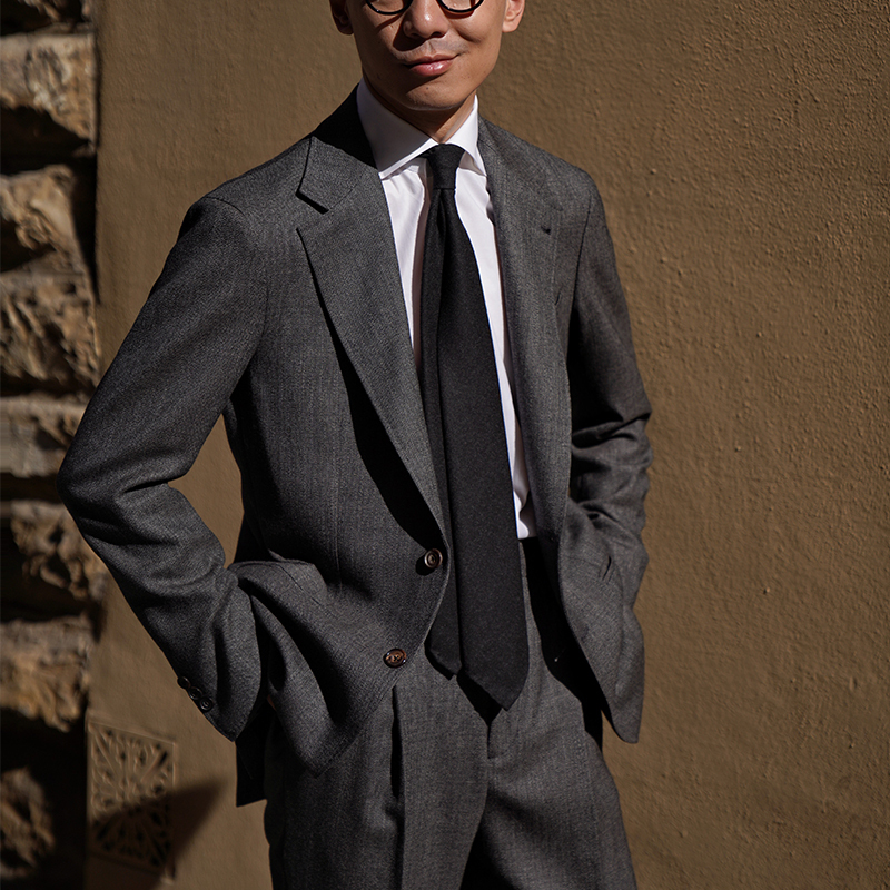 Cm Queen of Naples British-Made Sportex Charcoal Brown Gray Shark Pattern All-Wool Suit Set 391 Cm Queen of Naples British-Made Sportex Charcoal Brown Gray Shark Pattern All-Wool Suit Set 391