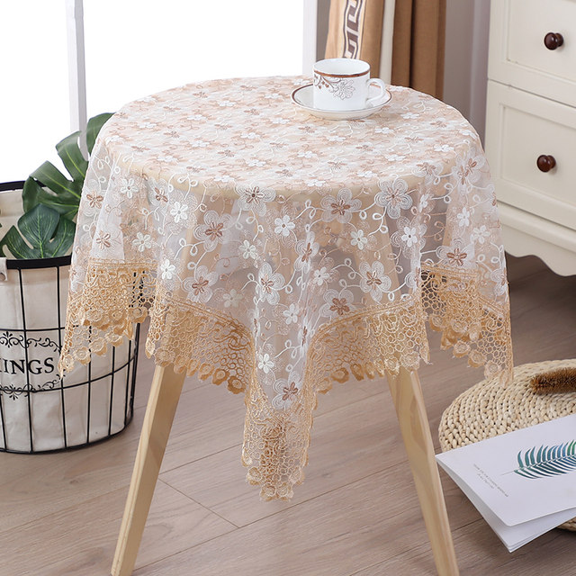 Universal cover cloth multi-purpose mesh lace ຕູ້ເຢັນ TV bedside table cover dust-proof cloth dining table coffee table round small round tablecloth