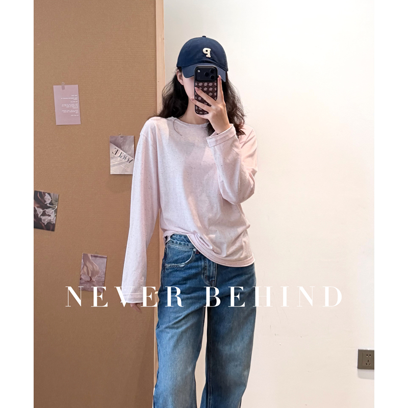4.4 Never Behind High-Quality Linen+ Cotton Blend Round Neck Skin-Friendly Breathable Simple Long-Sleeve T-Shirt