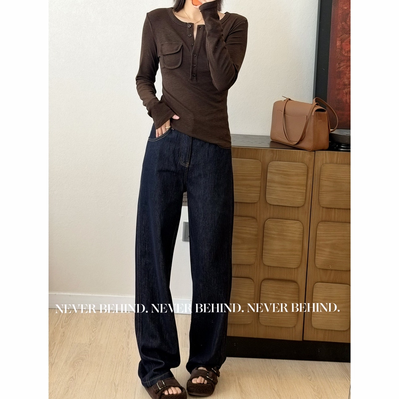 8.23 Vintage Raw Denim Blue Lyocell Cotton Straight-Leg Jeans 8.23 Vintage Raw Denim Blue Lyocell Cotton Straight-Leg Jeans