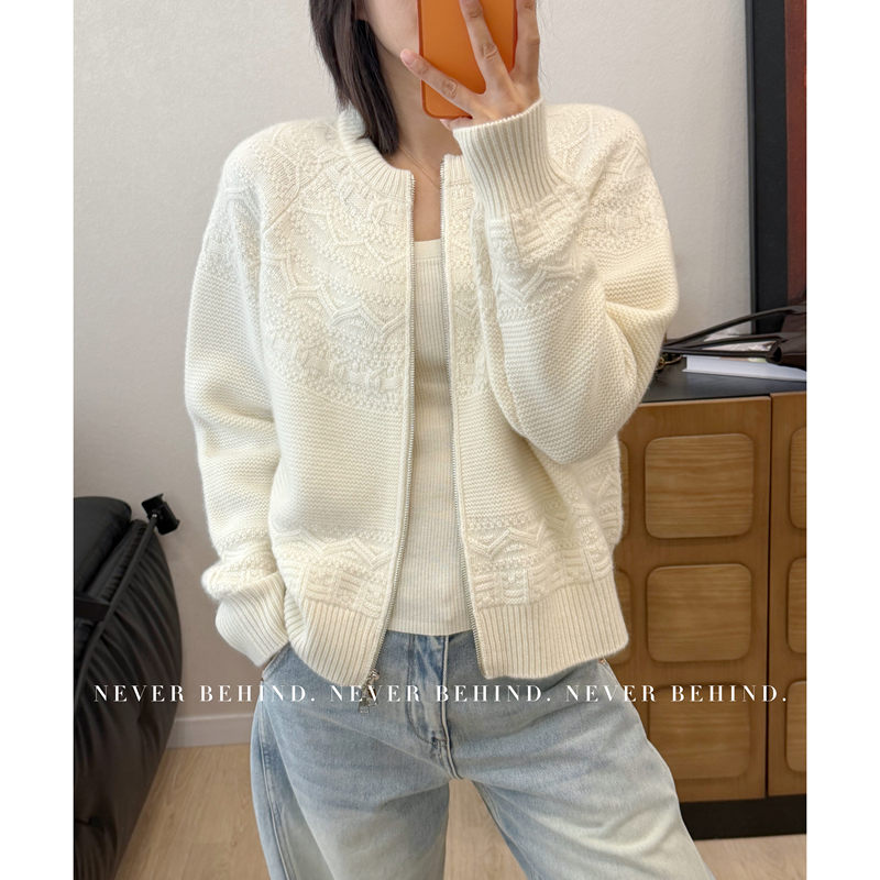 10.21【Designer's Commentary】High-End Line 100% Pure Cashmere Zip-Up Cardigan 520g
