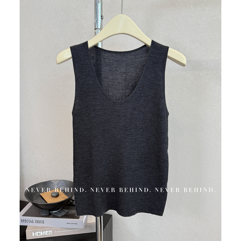 7.31 Never Beind 100% Wool Yangzi Yarn Knitted Sleeveless Slim-Fit Vest