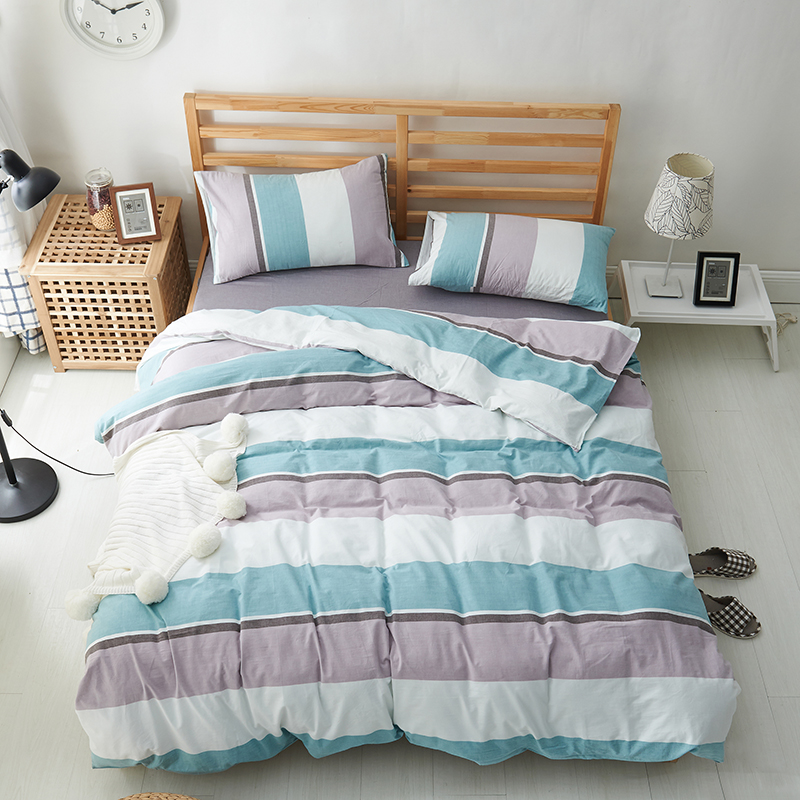 Bông quilt cover mảnh duy nhất rửa quilt cover 100% cotton kẻ sọc sọc bầu không khí đơn giản siêu mềm sheets có thể được tùy chỉnh