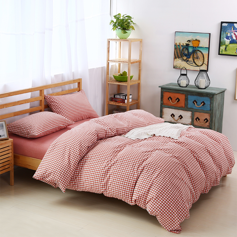 Bông quilt cover mảnh duy nhất rửa quilt cover 100% cotton kẻ sọc sọc bầu không khí đơn giản siêu mềm sheets có thể được tùy chỉnh