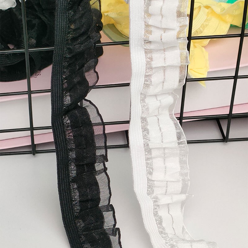 Colorful Double-Layer Striped Lace Ruffle Elastic Band Lace Clothing Accessories 2.5cm
