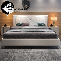 Italian style Nordic minimalist leather bed modern minimalist leather beds light and luxurious double bed 1 8 m master bedroom with small family type wedding bed