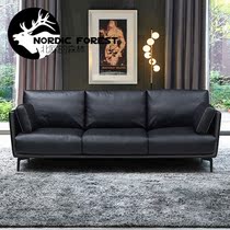  Leather sofa combination Nordic modern minimalist first floor cowhide small apartment living room three-person down sofa