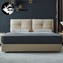  1 5 meters small household leather bed Modern simple first layer cowhide bed Nordic 1 8 meters minimalist double bed Light luxury wedding bed