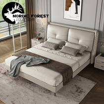 Light Extravagant Bed Modern Minimalist Upscale Leather Bed 1 8 m Bedroom High Case Storage Bed Net Red Ideolar Genuine Leather Bed