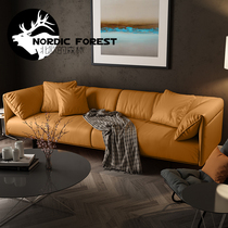  Italian minimalist down sofa Light luxury leather Nordic modern minimalist two-person three-person size apartment sofa