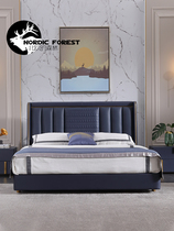 Light Extravagant Bed EXTREMELY SIMPLE BED GENUINE LEATHER DOUBLE MAN BED MODERN MINIMALIST MASTER BED WEDDING BED 1 8 m SOFT FORESKIN BED