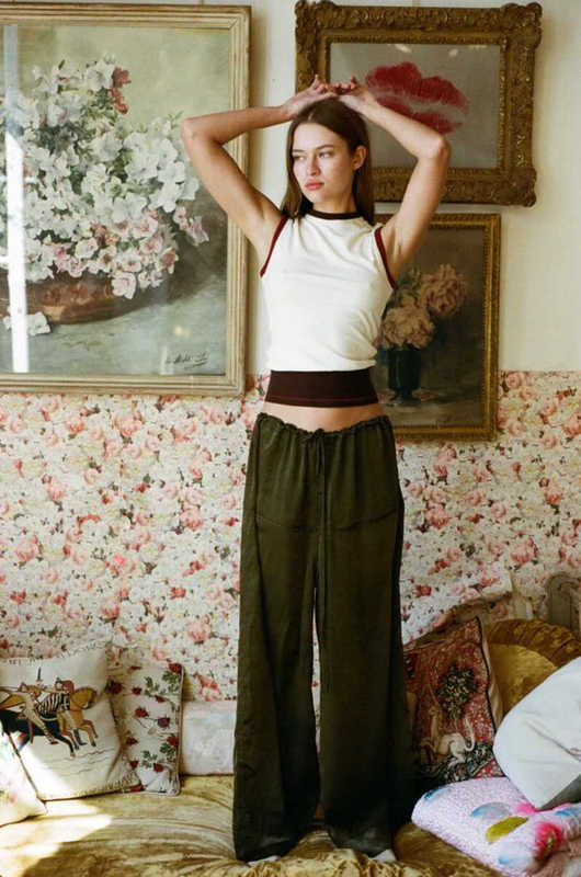 With Jean Australian 24 New Khaki Green Waist Drawstring Loose Wide Leg Pants Are Versatile and Cool