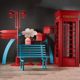 Large Iron Art Mall Display Props, Pink Telephone Booth Mailbox Ornaments, Holiday Supermarket Floor-Standing Soft Decoration