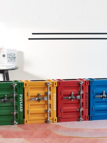 工业风集装箱模型垃圾桶酒吧客厅装饰摆件收纳柜垃圾桶书柜鞋柜酒