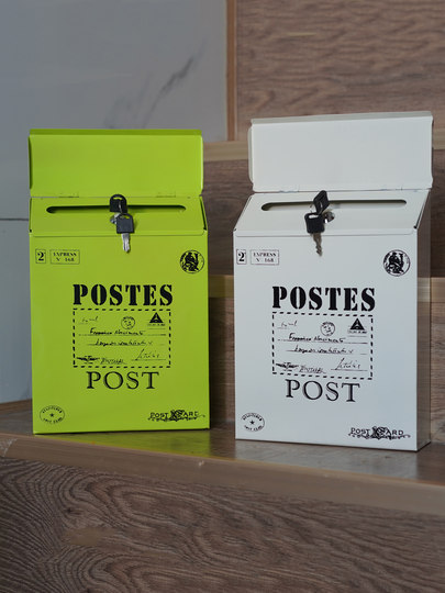 Creative iron belt lock mailbox, American mailbox piggy bank suggestion box, wall-mounted pastoral style letter box ready for sale