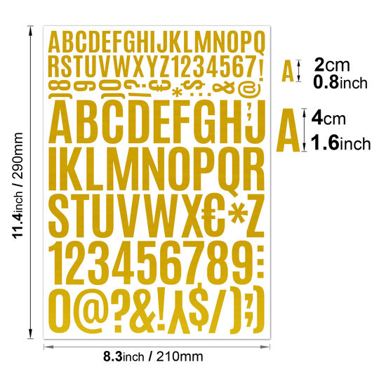 烫金信箱字母贴纸防水数字符号手账贴纸diy装饰大号英文自粘贴