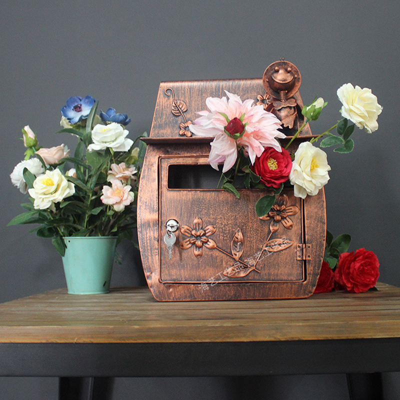 Eurostyle Fields Garden Iron Art Box Soft Dress Decorated Letterbox Garden For Old Retro Pendants Wedding Celebration Web Red Shop Props