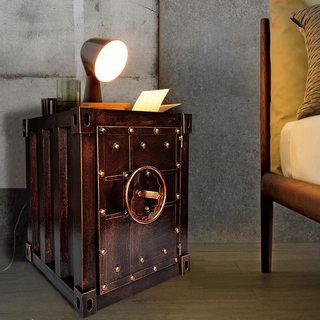 Industrial Style Iron Storage Cabinet, Retro Iron Bedside Table, Decorative Box, Nostalgic Container Safe